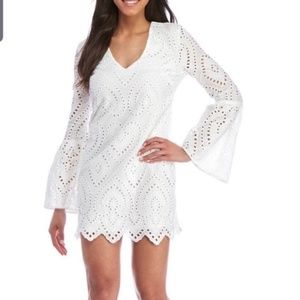 WAYF Boho Eyelet Bell Sleeve Dress